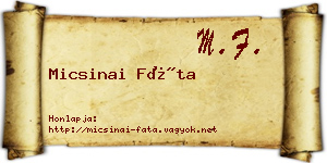 Micsinai Fáta névjegykártya